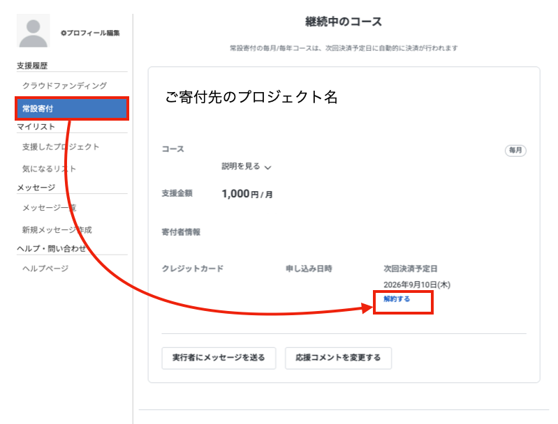支援者向け】常設寄付の寄付を解約する – READYFORヘルプ